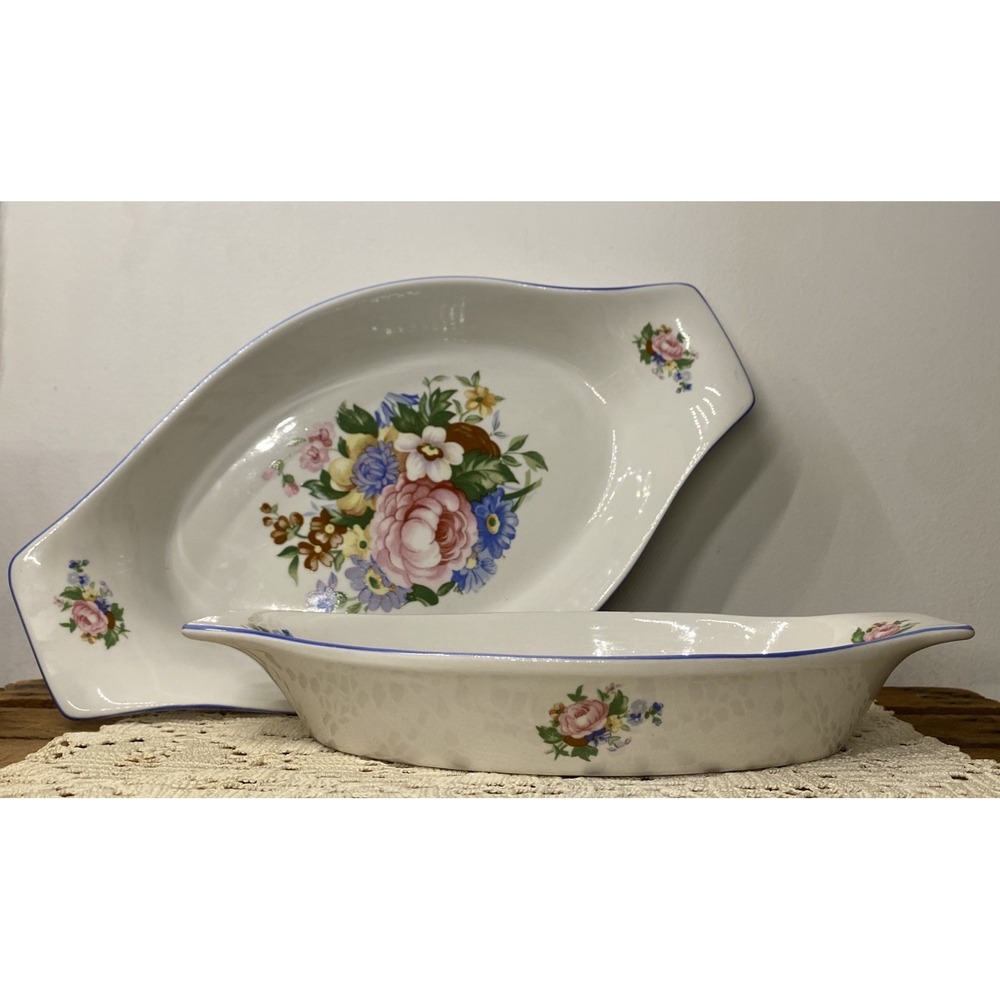 Vintage Tabletops Unlimited Au Gratin Baking Dishes Victoria Rose Casserole (2)